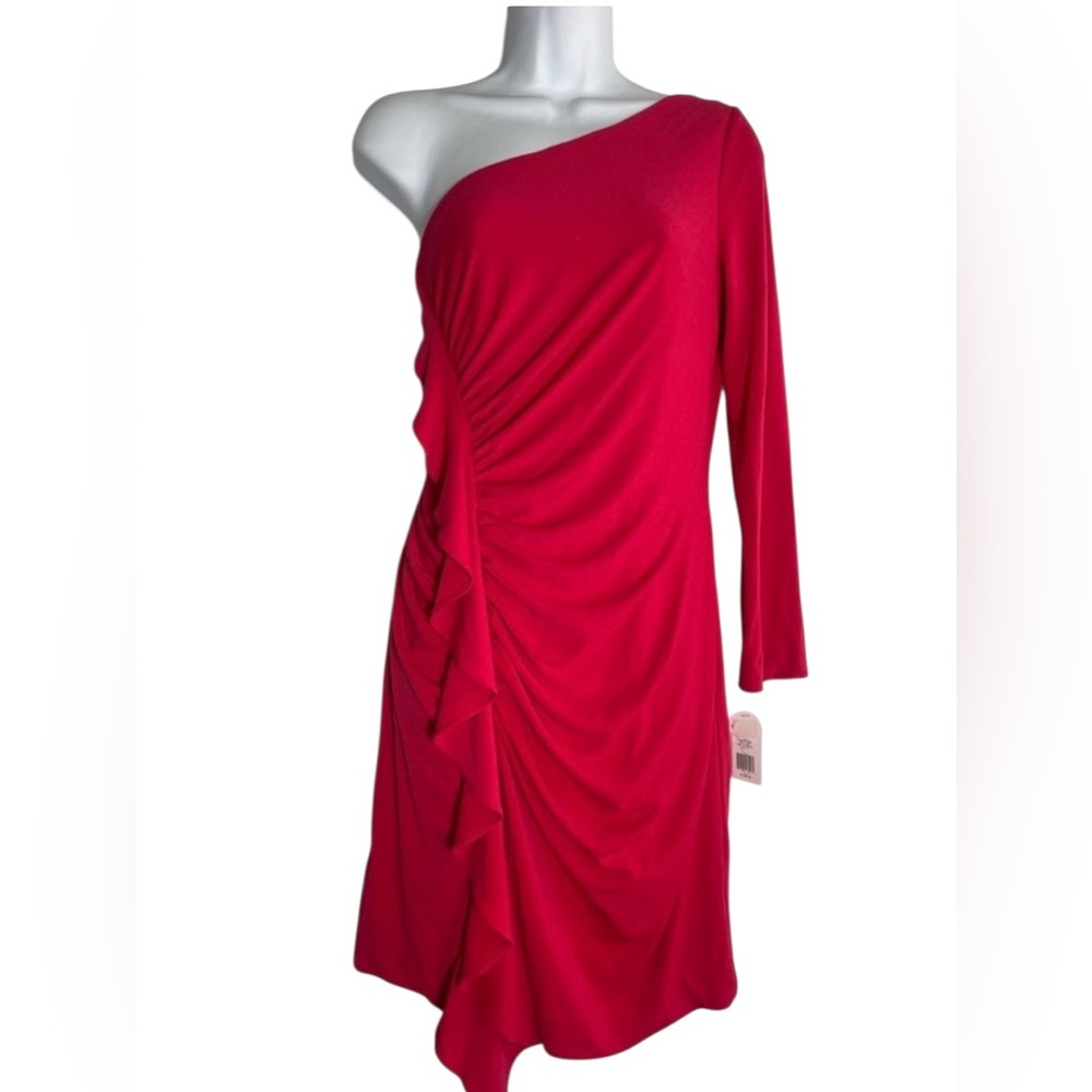 NWT Jessica Simpson dress size 10 red barberry one-shoulder dress ❤️